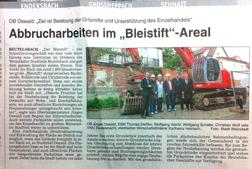 ABBRUCHARBEITEN IM "BLEISTIFT" AREAL